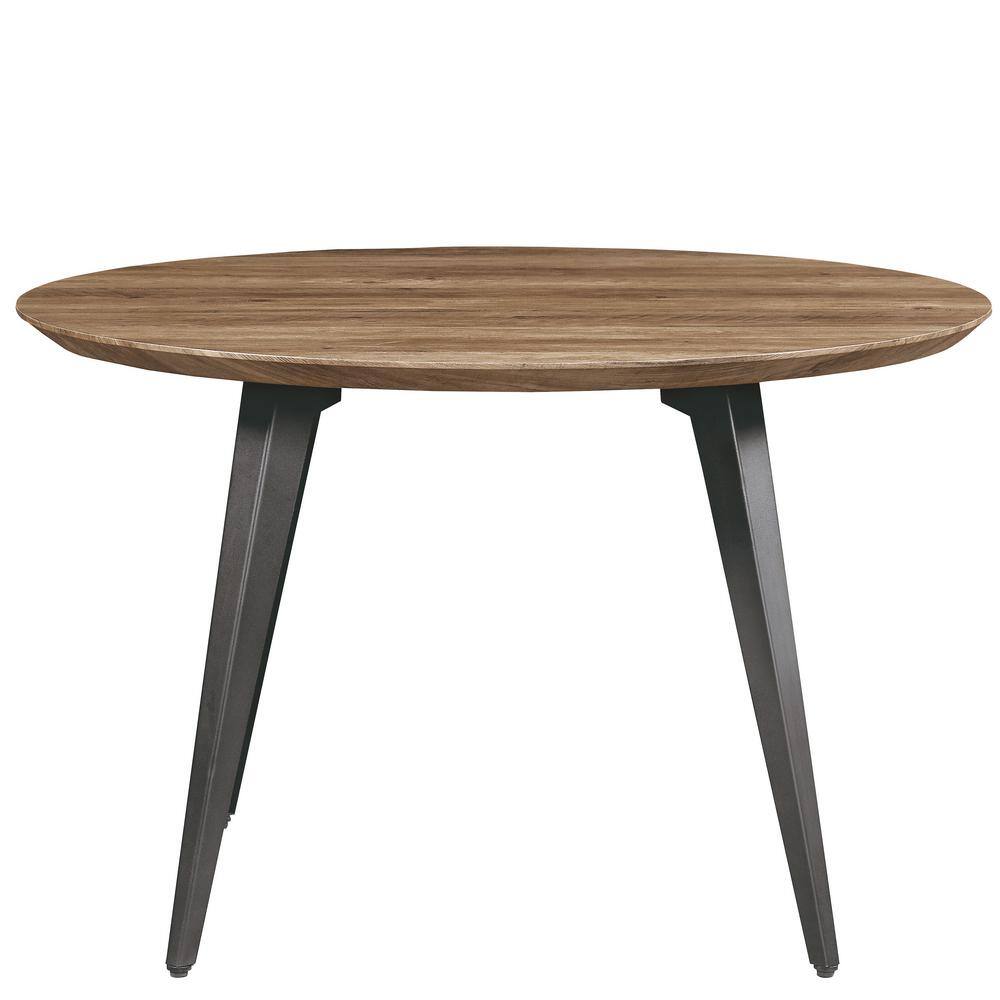 Leisuremod Ravenna 47 in. Modern Round Wood Dining Table with Metal Legs in Dark Brown RTM47BR