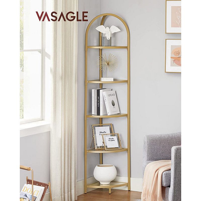 Corner Shelf， 5 Tier Corner Bookshelf，tempered Glass Shelves，modern Style