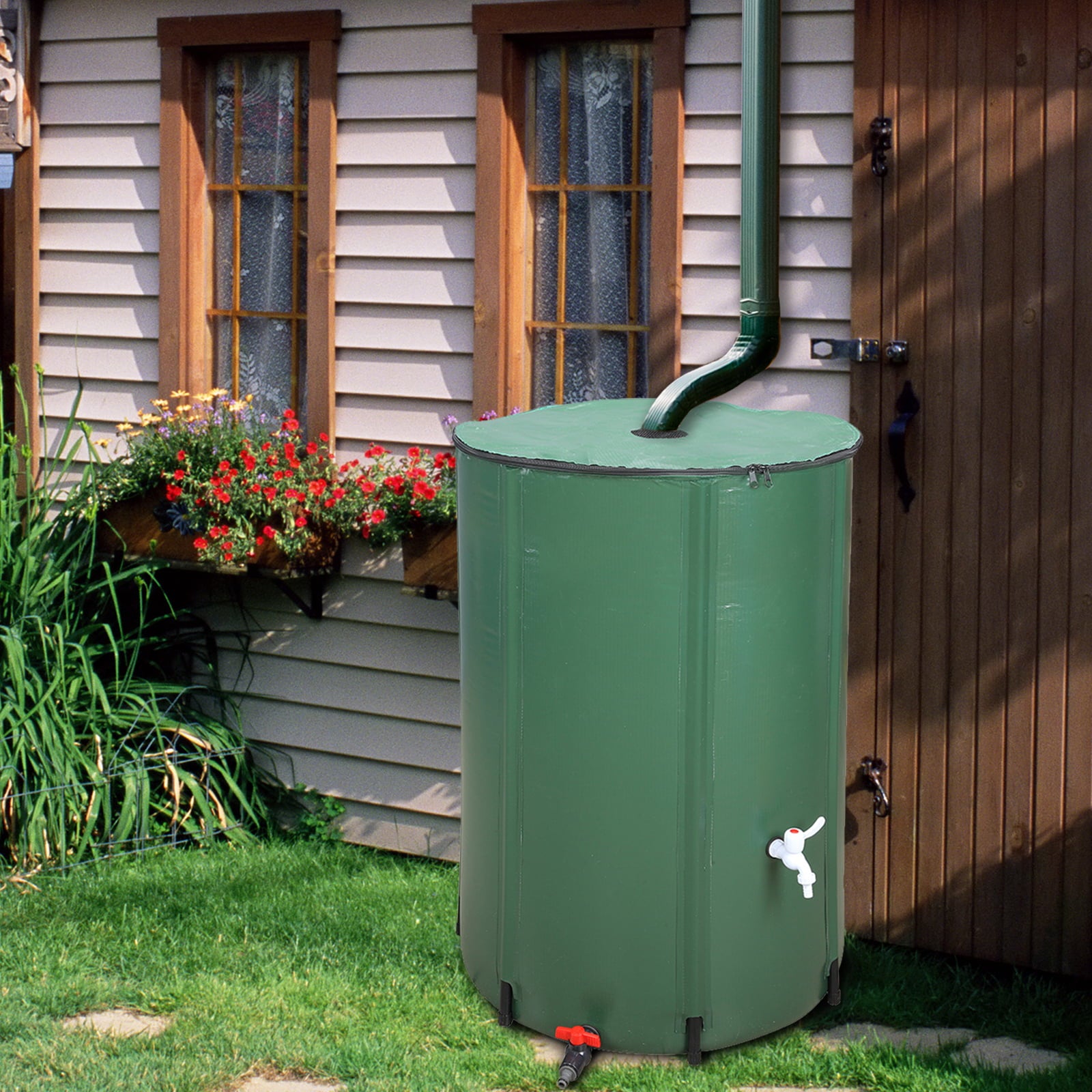 Zimtown Rain Barrel Farms Water Storage Saver Green 66 Gallon