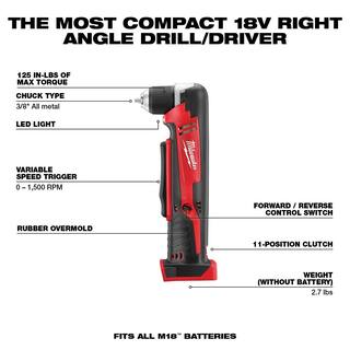 MW M18 18V Lithium-Ion Cordless 38 in. Right-Angle Drill (Tool-Only) 2615-20