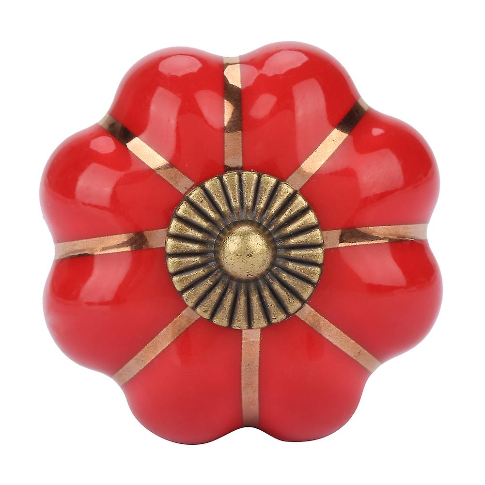 Ceramic Pumpkin Knobs European Style Handle Pull For Room Cabinet Drawer Furniture (red)