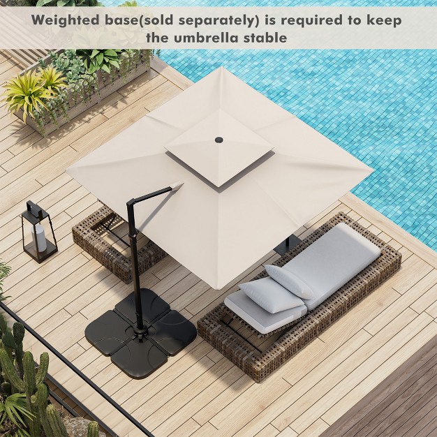 Tangkula Patio 9 5ft Square Cantilever Offset Umbrella Double Vented 360 Heavy Duty