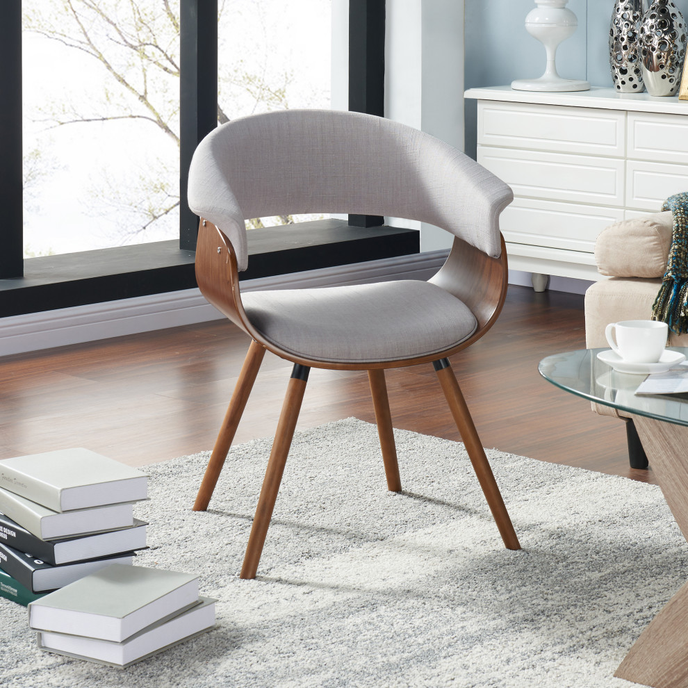 Fabric and Wood Accent Chair   Midcentury   Dining Chairs   by WHI  Houzz