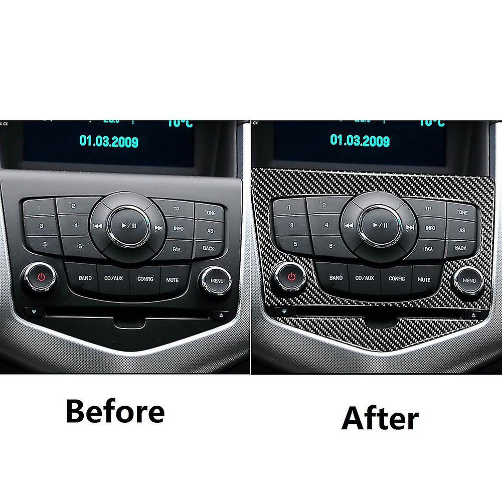 Carbon Fiber Control Conditioning Cd Panel Cover Trim Sticker For Cruze 2009-2015 Interior Accessor