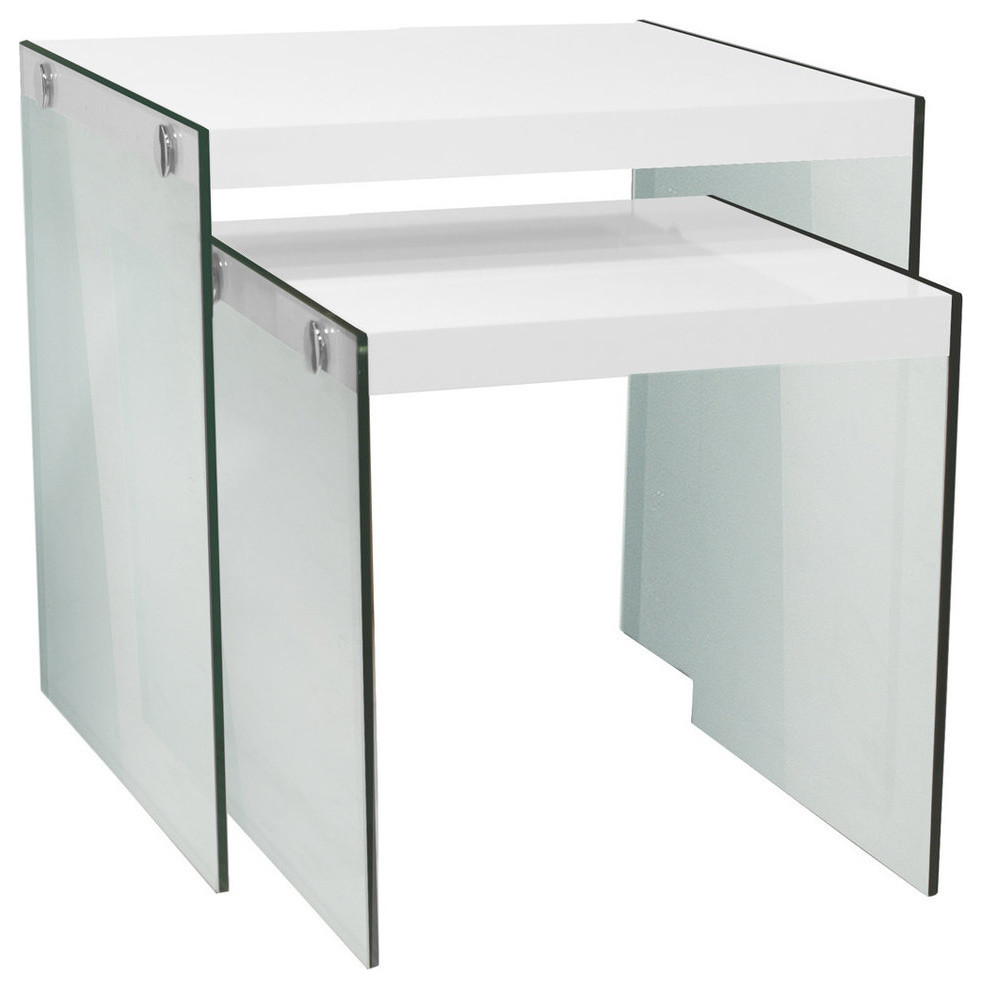 Nesting Tables With Tempered Glass  2 Piece Set   Contemporary   Coffee Table Sets   by Monarch Specialties  Houzz