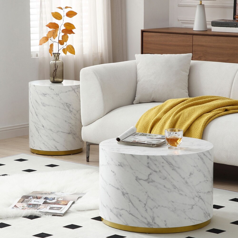 Marble Williamspace Fully Assembled Round Side Coffee Table For Living Room