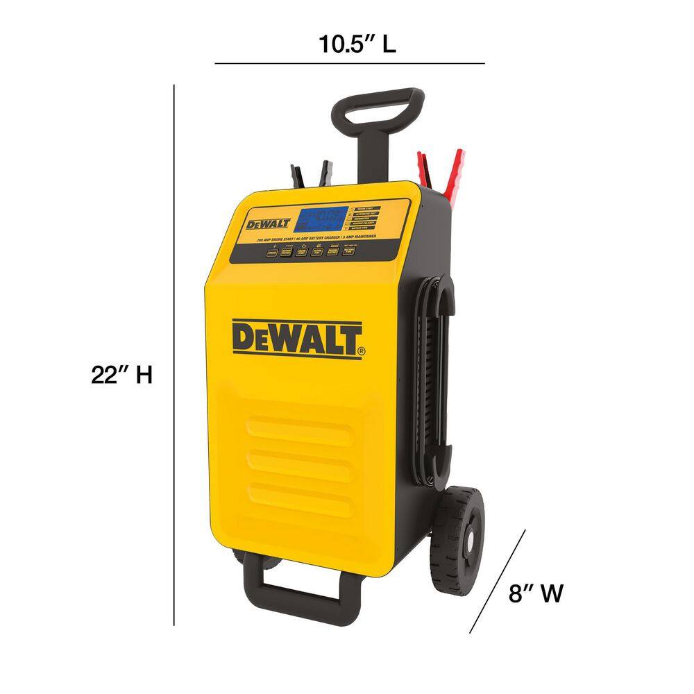 DW Professional Rolling 40 Amp Battery Charger 3 Amp Maintainer with 200 Amp Engine Start DXAEC200