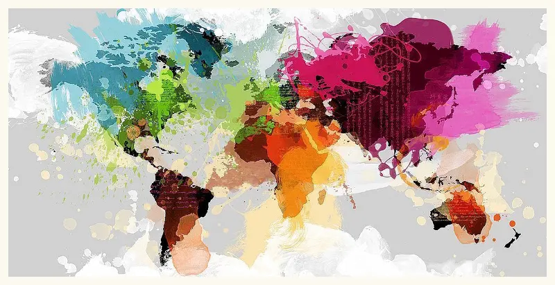 Colorful World Map Framed Wall Art