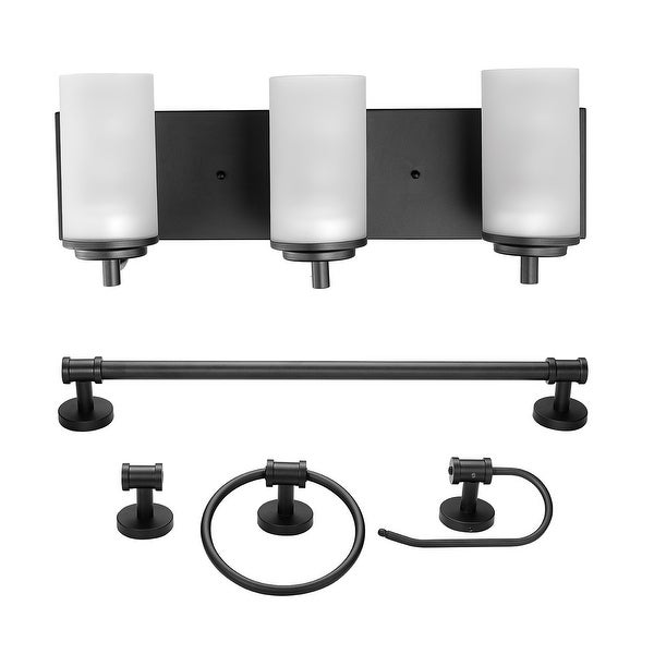 Carla 5-Piece Dark Bronze Bathroom Hardware Set 3-Light Vanity