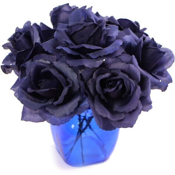 50Piece Set Detachable Navy Blue Rose Picks 3.5 Flower Heads