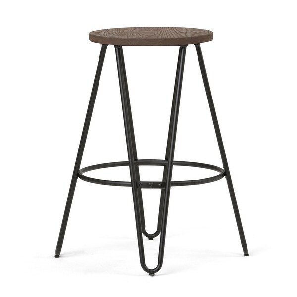 WYNDENHALL Kendall Industrial Metal Counter Height Stool with Wood Seat