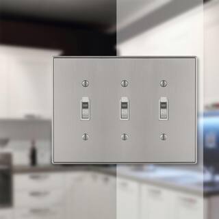 AMERELLE Ansley 3 Gang Toggle Metal Wall Plate - Brushed Nickel 70TTTBN