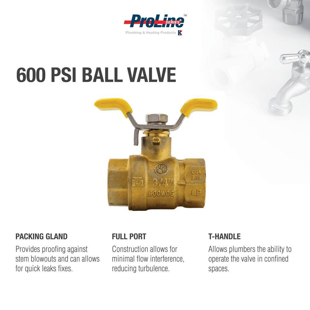 ProLine 34 in. x 34 in. Brass T-Handle Ball Valve 107-824THN