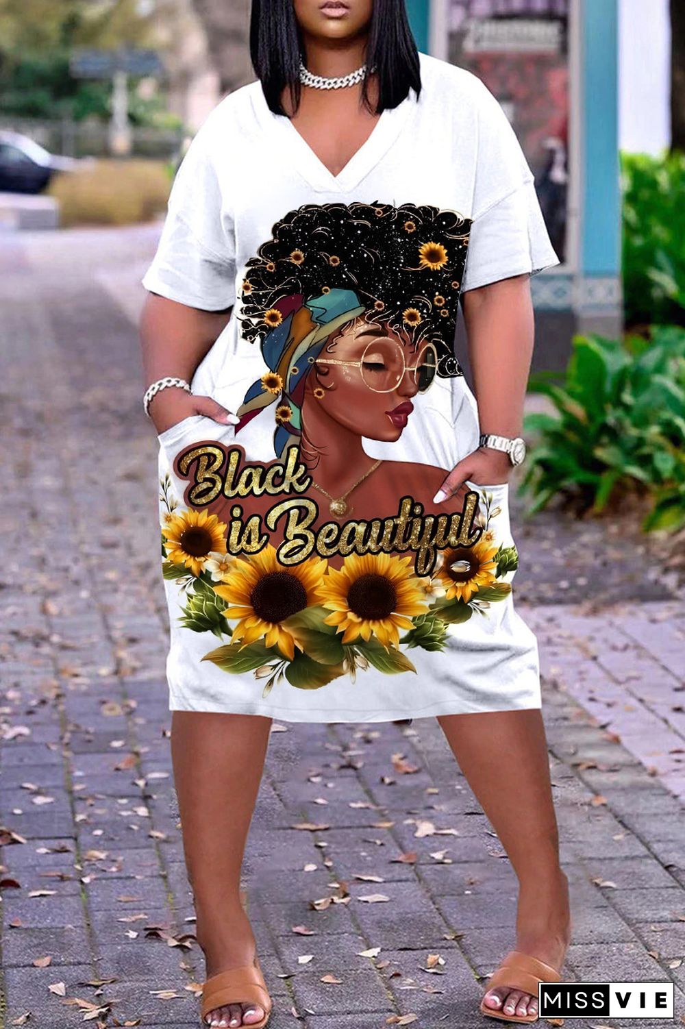 Casual Print Basic V Neck Short Sleeve Short Sleeve Dress