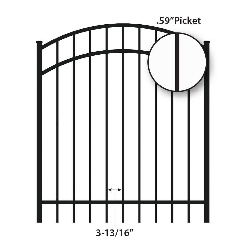 FORGERIGHT Vinings 5 ft. W x 4 ft. H Black Aluminum Arched Pre-Assembled Fence Gate 861845