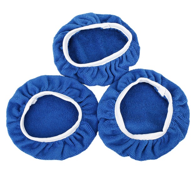 Unique Bargains Microfiber Car Polishing Waxing Bonnet Buffing Pad Cover Navy Blue 8 Pcs