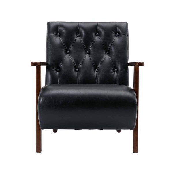 PU Leather Accent Chair Armchair Lounge Chair w/Wood Frame