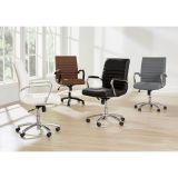 Modern Comfort Winsley Bonded Leather Mid-Back Manager's Chair， White/Silver， BIFMA Certified