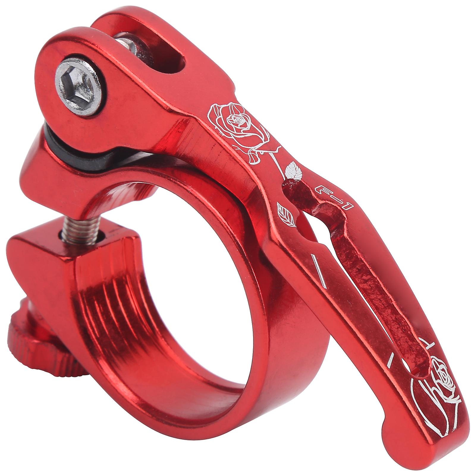 31.8mm Bike Seat Clamp Aluminum Alloy Quick Release Mountain Road Bike Seatpost Clampred