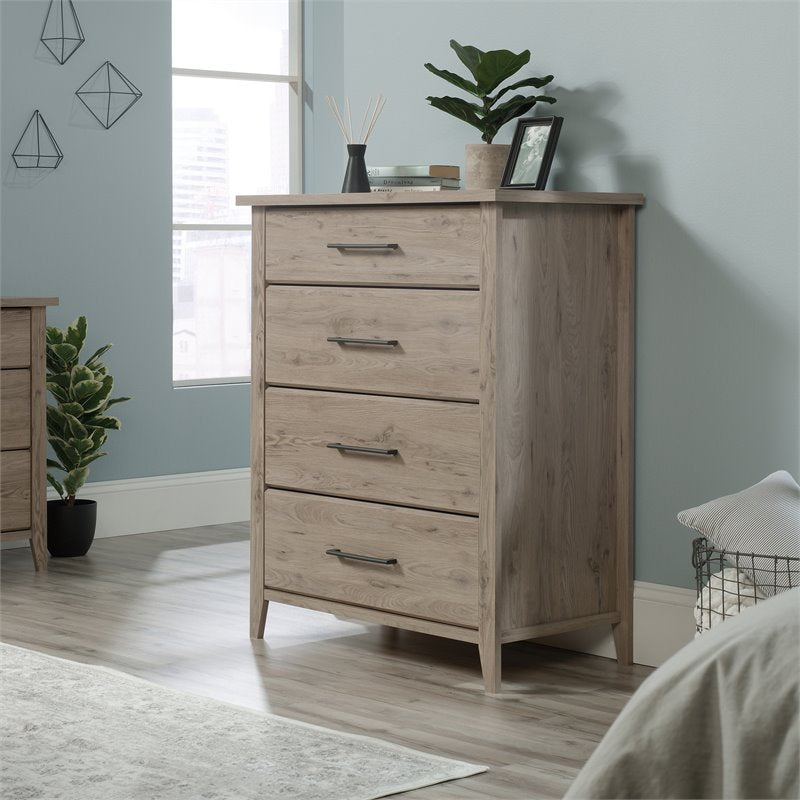 Pemberly Row Contemporary Wood 4-Drawer Bedroom Chest in Laurel Oak