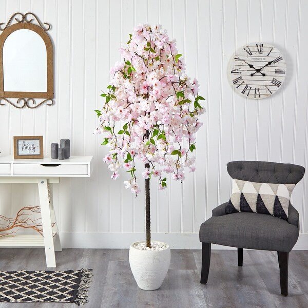 70 Cherry Blossom Artificial Tree in White Planter