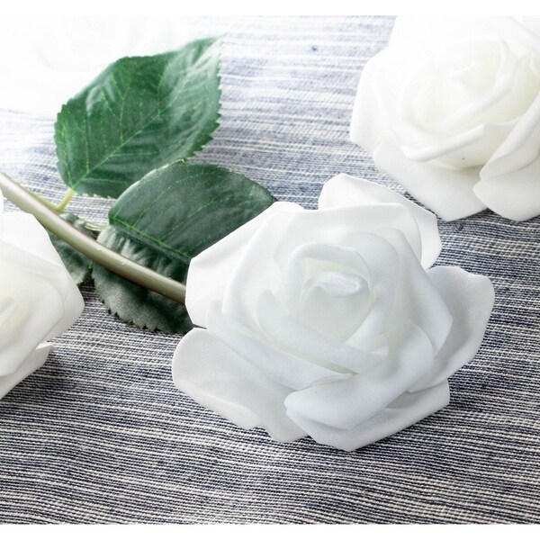 100Pack White Rose Artificial Flower Heads for Wedding Party Home Decorations