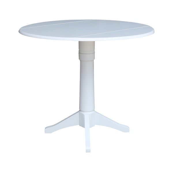 42 in Round Top Dual Drop Leaf Pedestal Table - White