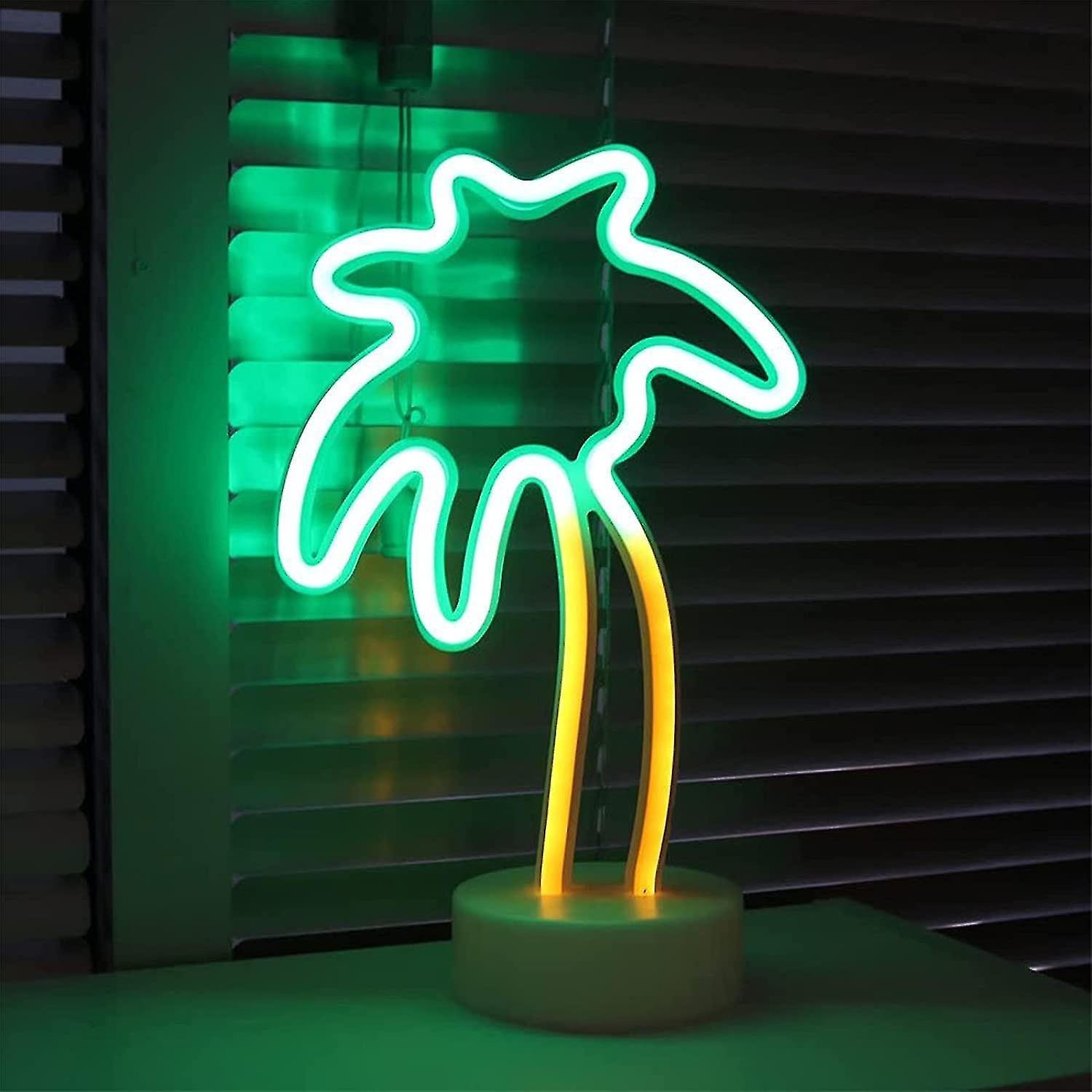 Coconut Palm Tree Night Light Neon Light With Stand Base Led Neon Sign Battery Or Usb Powered Palm N