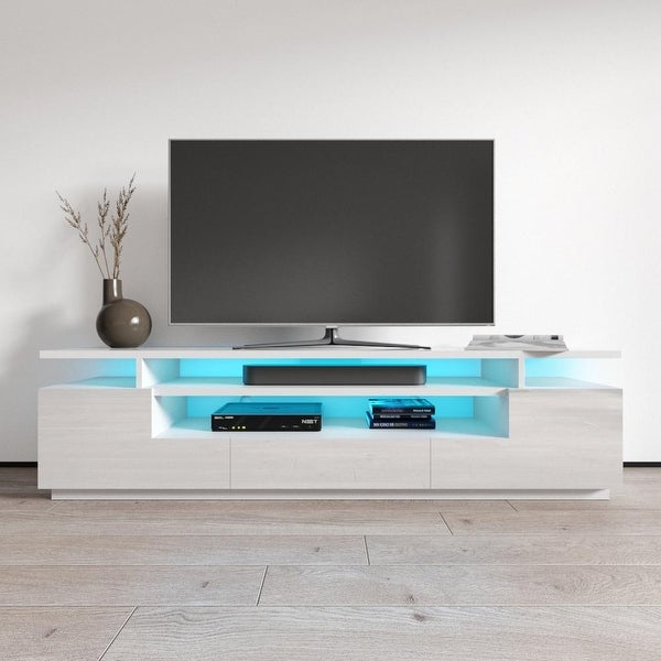 Strick and Bolton Sparkes 77-inch High Gloss TV Stand with LED Lights