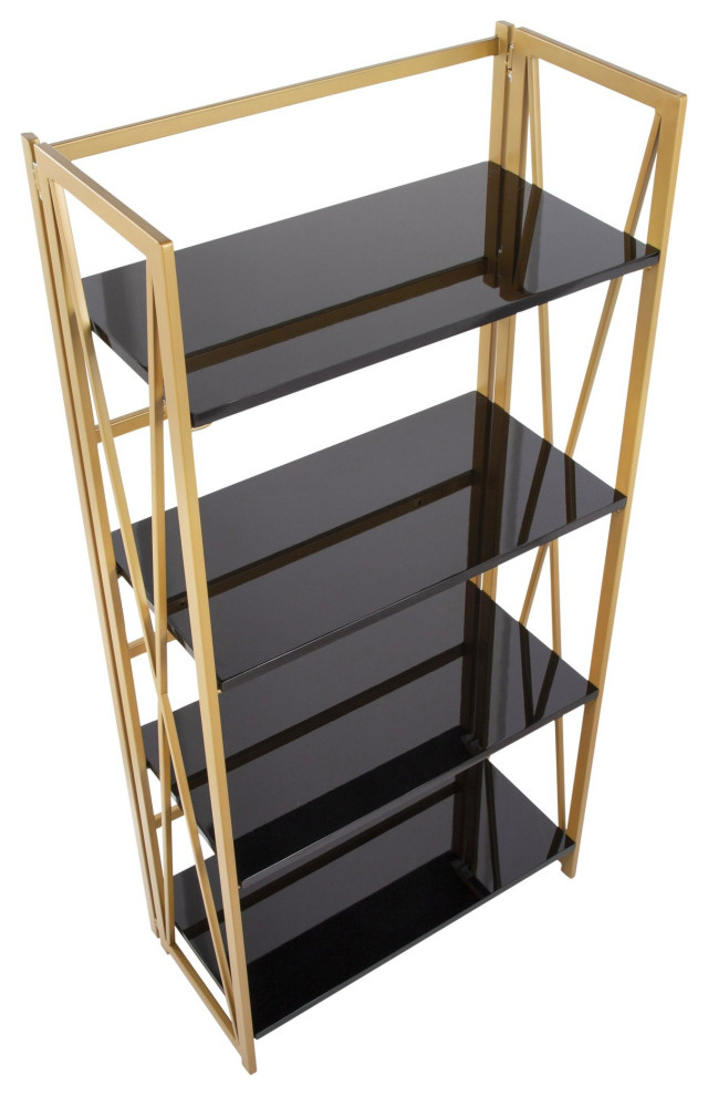 Folia Bookcase  Gold Metal  Black MDF   Contemporary   Bookcases   by LumiSource  Houzz