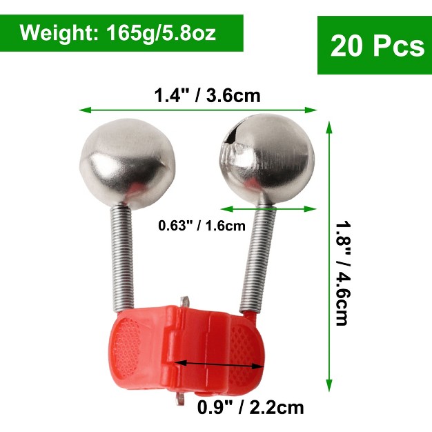 Unique Bargains Plastic Clamp Fishing Rod Bite Bait Alarm With Twin Bells Red Silver Tone 20 Pcs