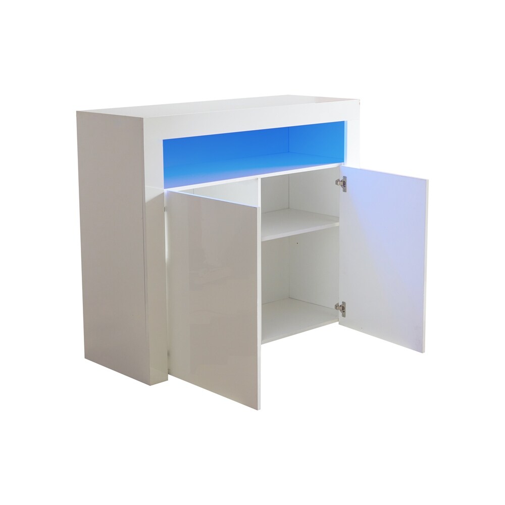 Modern Sideboard Storage Cabinet with LED Light and 2 Doors