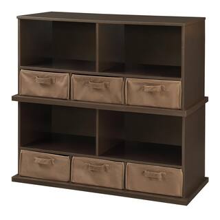 Badger Basket 37 in. W x 17 in. H x 16 in. D Espresso Stackable Shelf Storage Cubbies with 3-Baskets 90821