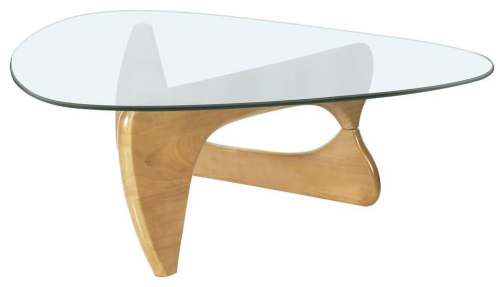 Unique Coffee Table  Sculptural Curved Base With Triangle Glass Top   Midcentury   Coffee Tables   by Decor Love  Houzz