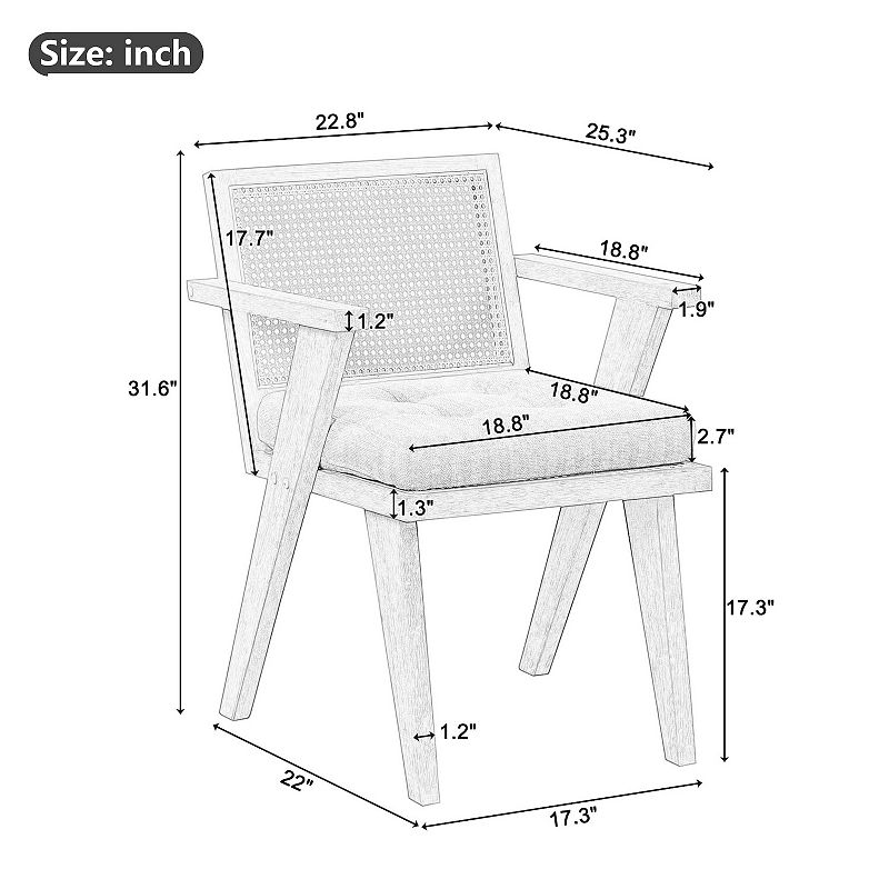 Merax Accent Chair With Handcrafted Rattan Backrest And Padded Seat For Leisure