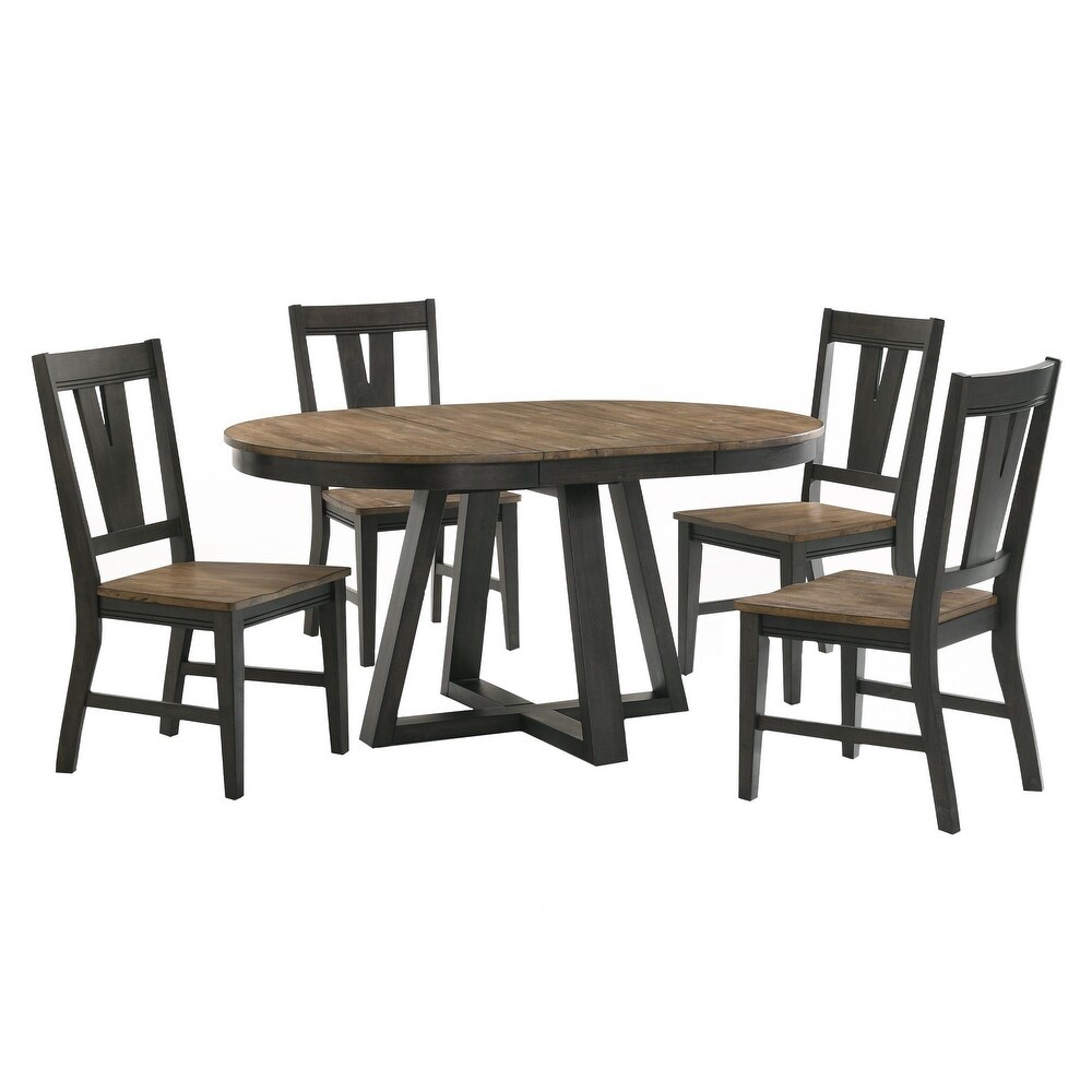 Harper Round Dining Table with Trestle styled Base  Brushed Brown   Pecan