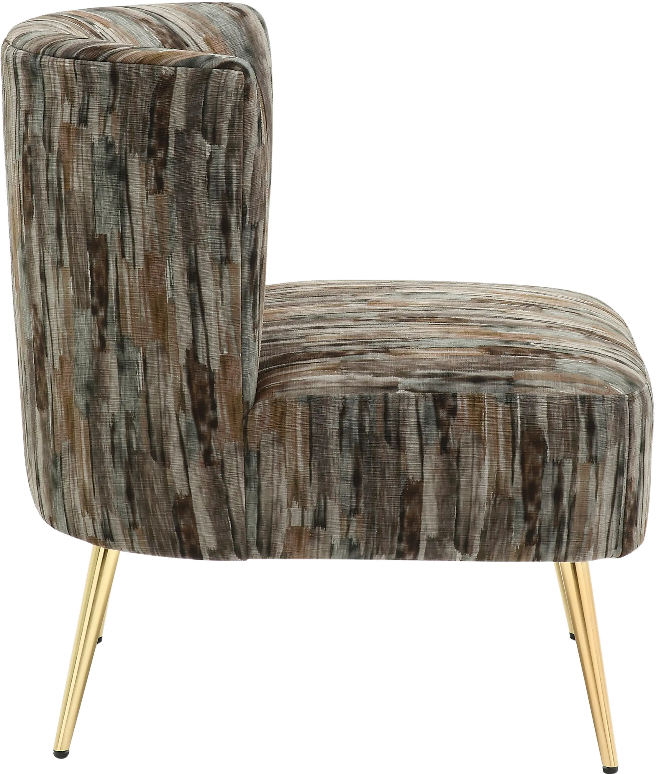 Contemporary Gray Slipper Chair with Gold Legs - Luna