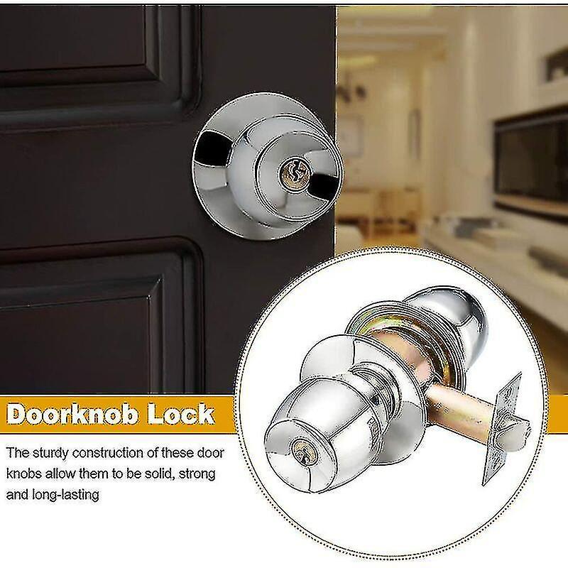 Door Lock With Keys， Stainless Steel Round Lock， Exterior Door Lock， Bathroom Door Handle