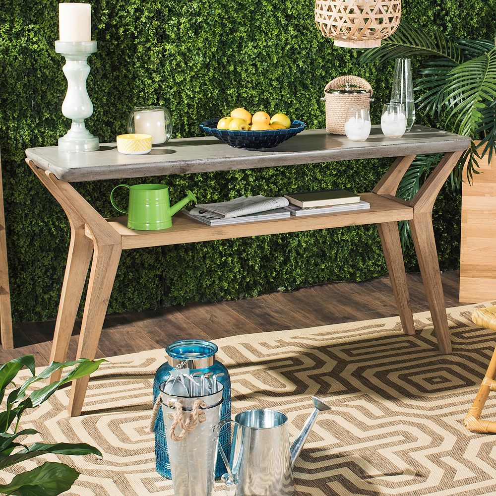 Safavieh Concrete and Wood Indoor / Outdoor Storage Console Table