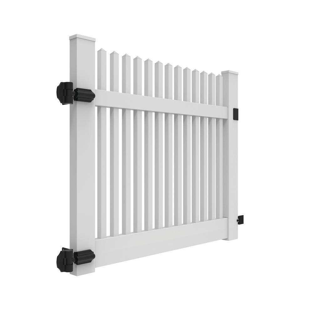 Barrette Outdoor Living Yukon Straight 5 ft. W x 4 ft. H White Vinyl Un-Assembled Fence Gate 73014744