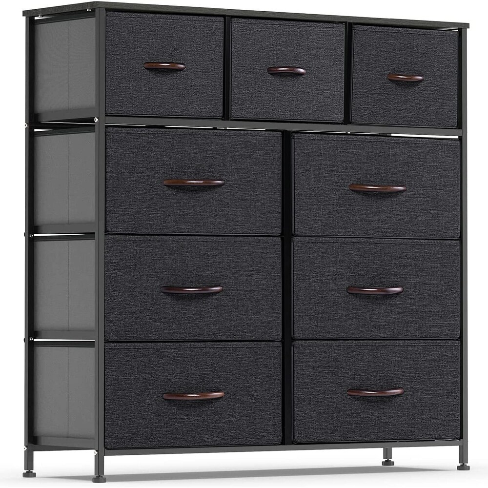 Wide Dresser Storage Tower with 9 Drawers