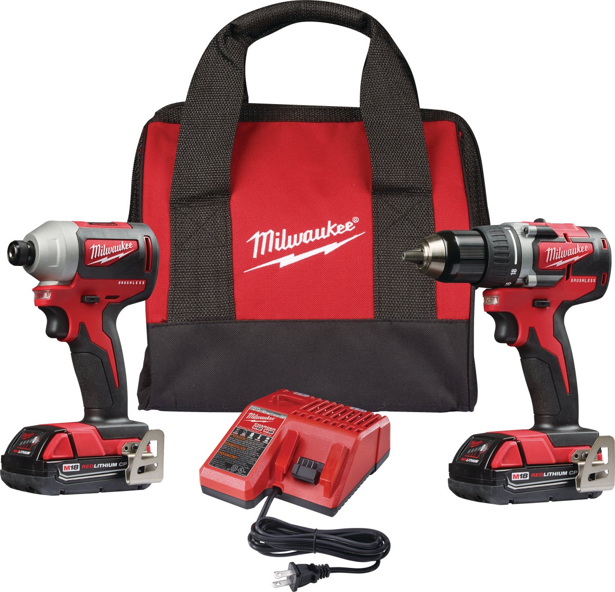 MW M18 Li-Ion Brushless Drill Driveramp Impact Cordless Tool Combo Kit