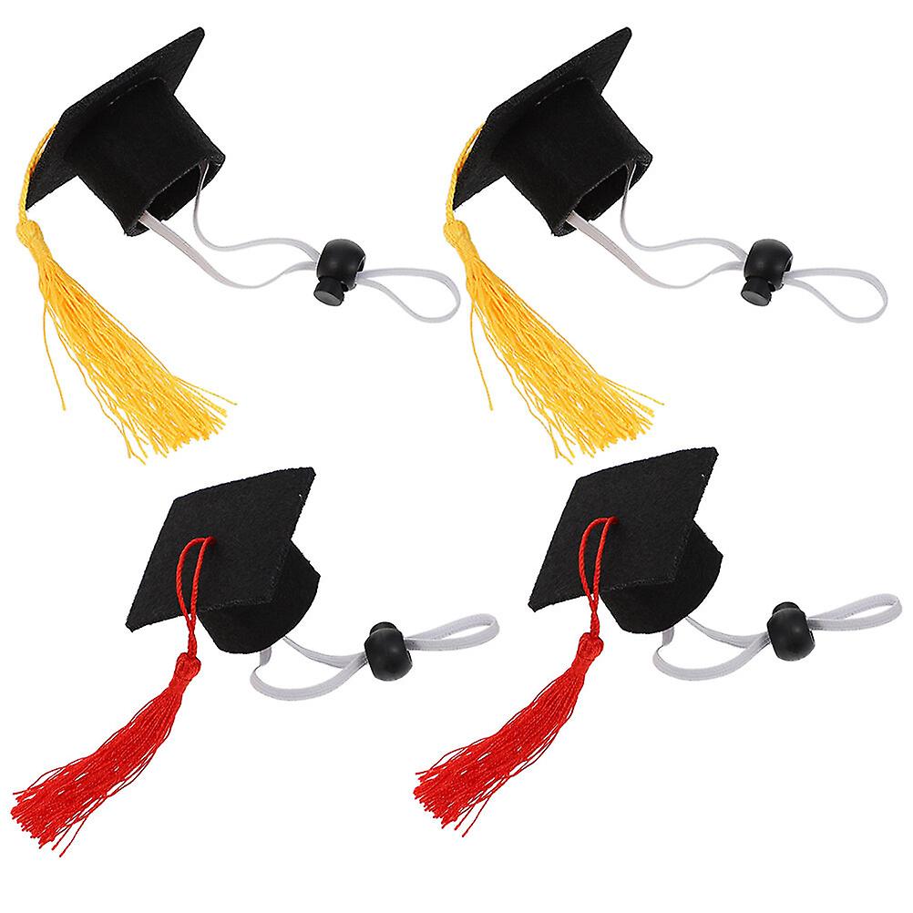 4pcs Mini Graduation Caps Graduation Bear Cap Graduation Doll Caps With Tassel For Dolls