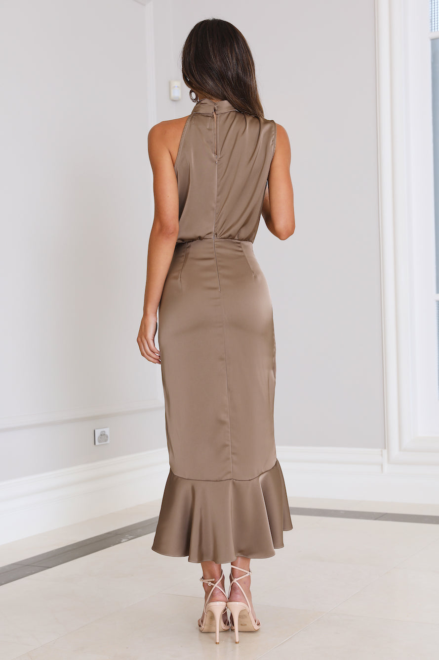 Party To Go Midi Dress Brown