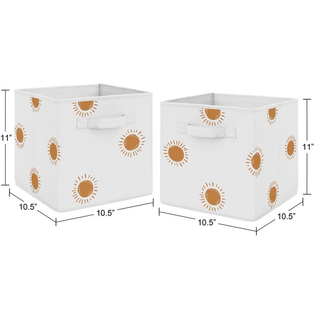 Sweet Jojo Designs Boy Or Girl Gender Neutral Unisex Set Of 2 Kids x27 Decorative Fabric Storage Bins Boho Sun Orange And White