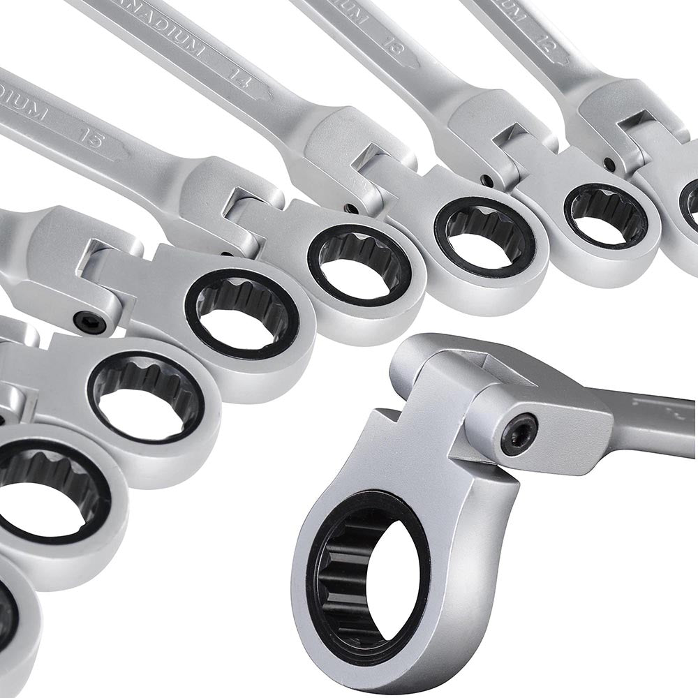 Yescom 12pcs Double Open Box Ended Ratcheting Wrench Spanner Kit