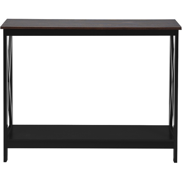 Costway 2-Tier Console Table x-Design Bookshelf Sofa Side Accent Table