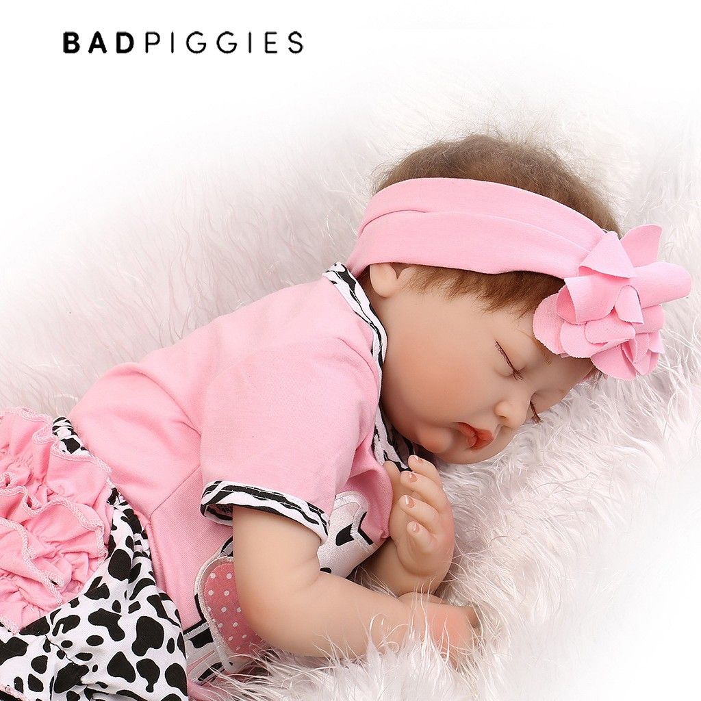 BadPiggies 22 inch Reborn Baby Dolls Girls Realistic Lifelike Handmade Dolls Toys Soft Vinyl Silicone Kids Gifts