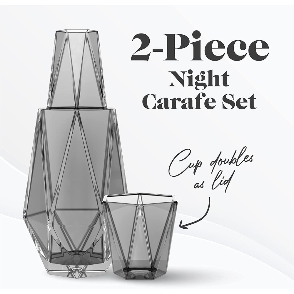 American Atelier Geometric Bedside Carafe and Tumbler Glass Lid