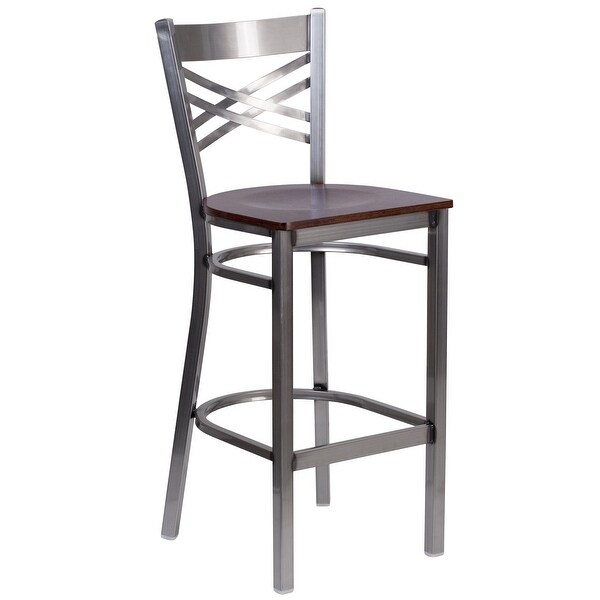 X Back Metal Restaurant Barstool - Vinyl Seat - 17